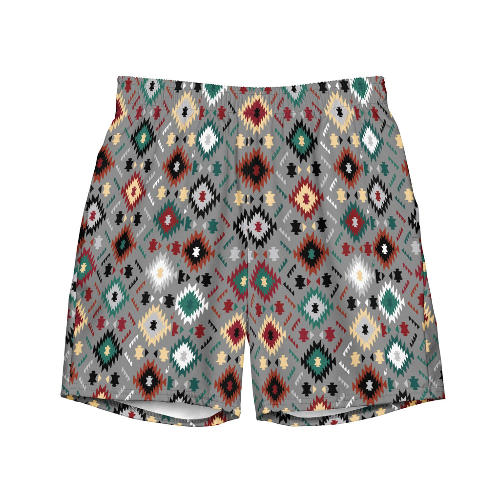 Baha Ranch Yeehaw Gray Aztec Men's Swim Trunks by Baha Ranch Western Wear
