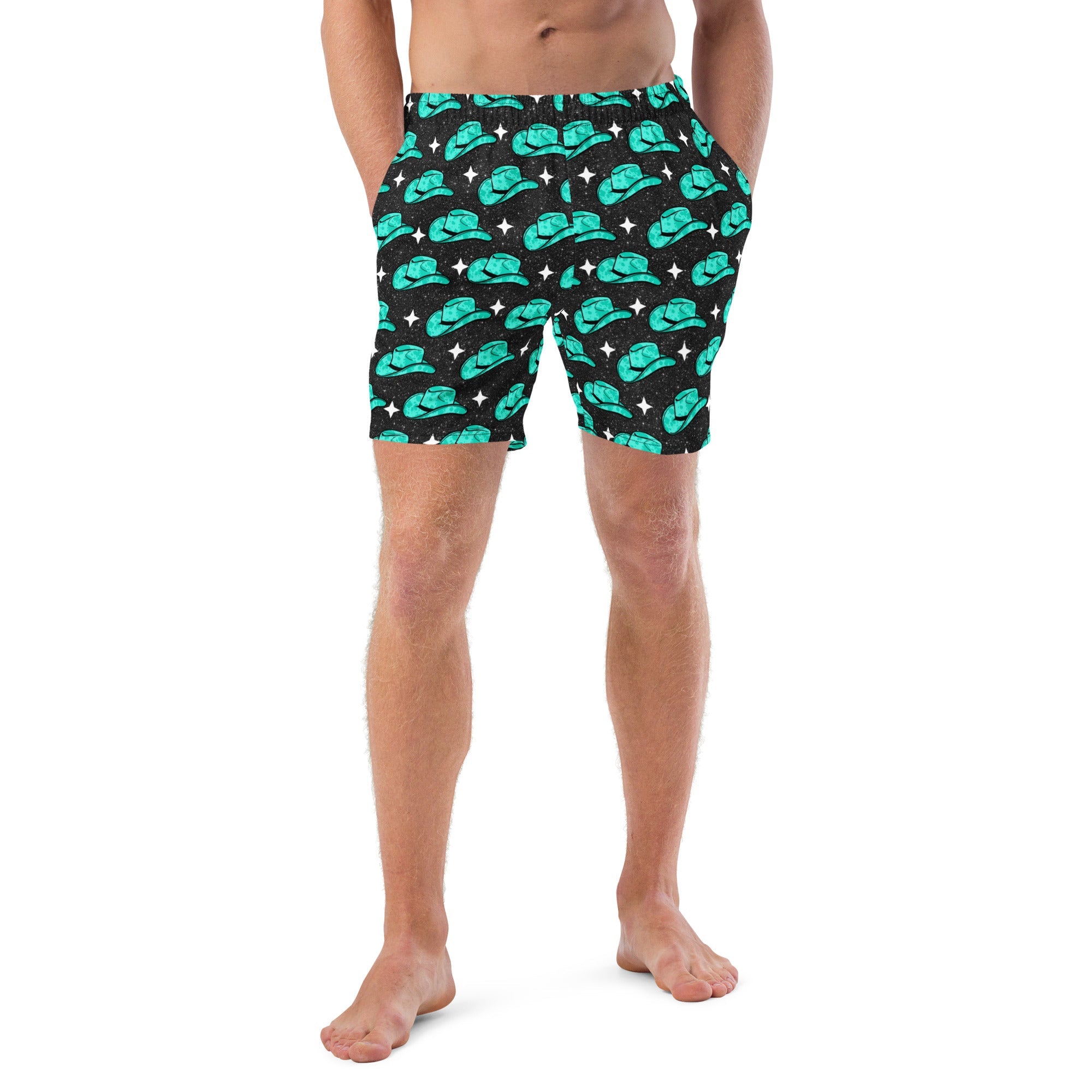 Baha Ranch Yeehaw Turquoise Hat Men's Swim Trunks by Baha Ranch Western Wear - product image 2