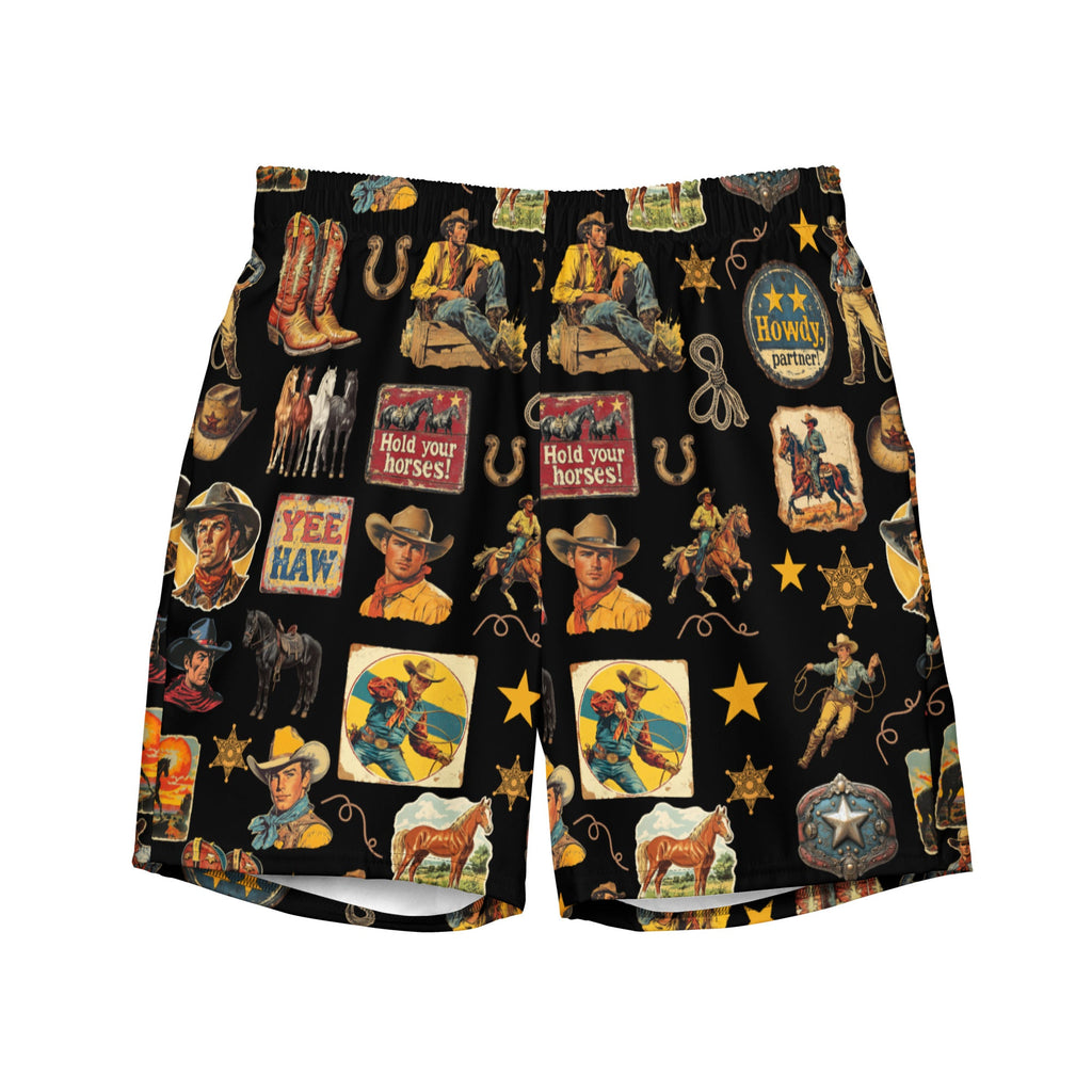 Baha Ranch YEEHAW Vintage Cowboy Collage Western Swim Trunks Shorts by Baha Ranch Western Wear - product image 2