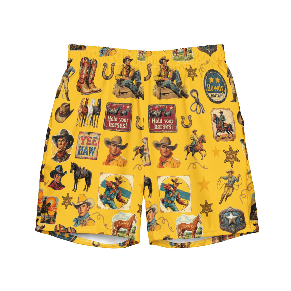 Baha Ranch YEEHAW Vintage Cowboy Collage Western Swim Trunks Shorts by Baha Ranch Western Wear - product image 3