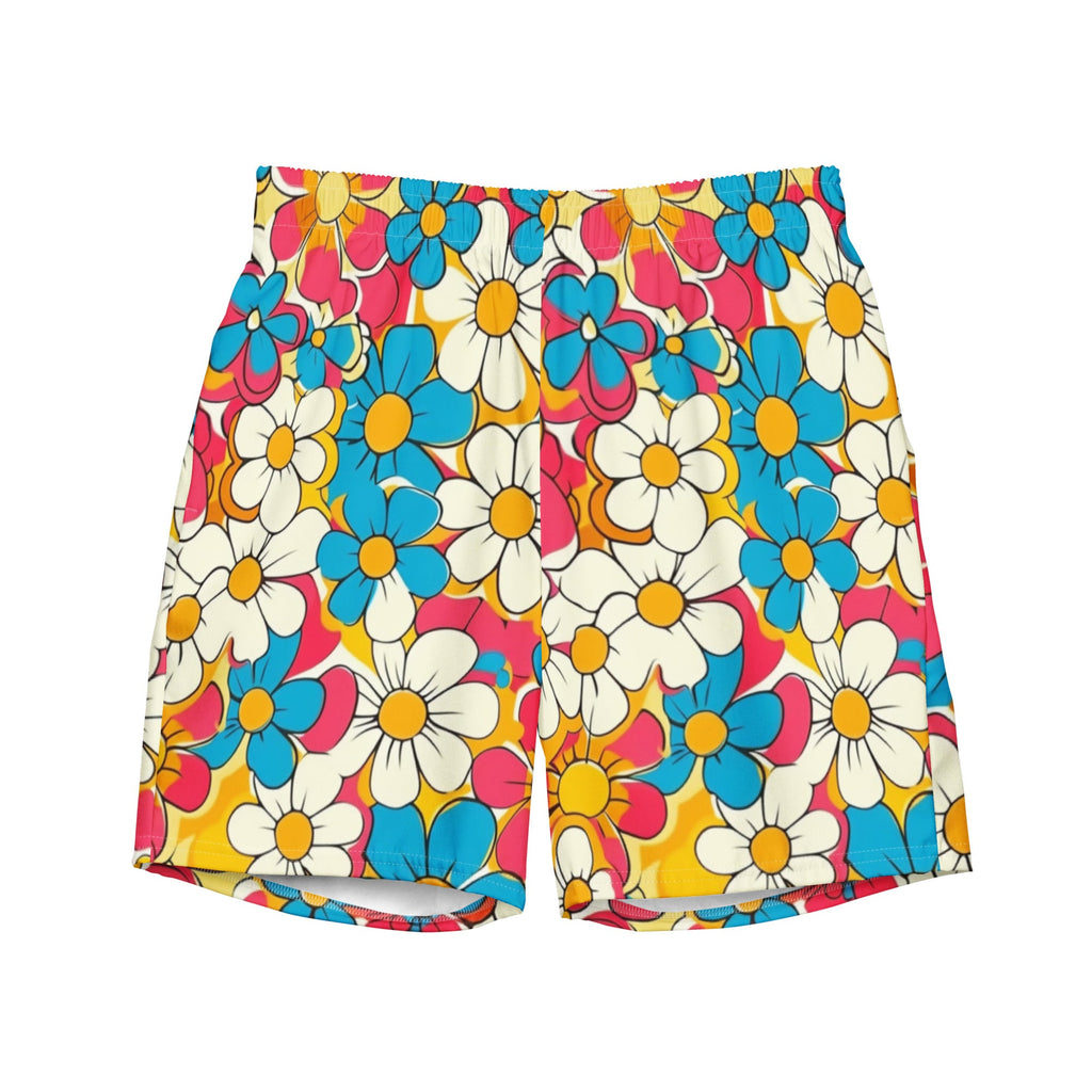 Baha Ranch Yeehaw Flower Child Retro Men's Swim Trunks by Baha Ranch Western Wear