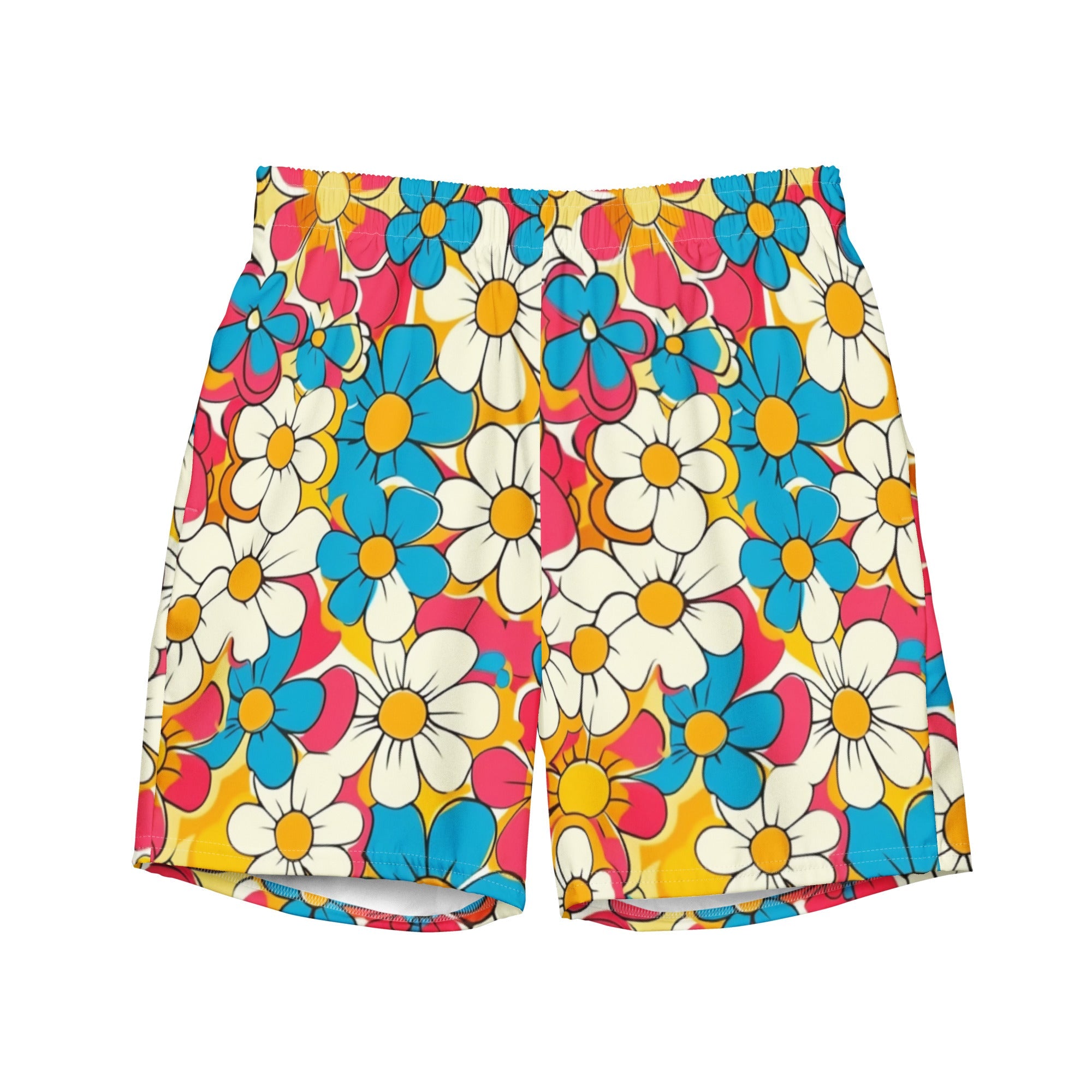 Baha Ranch Yeehaw Flower Child Retro Men's Swim Trunks by Baha Ranch Western Wear