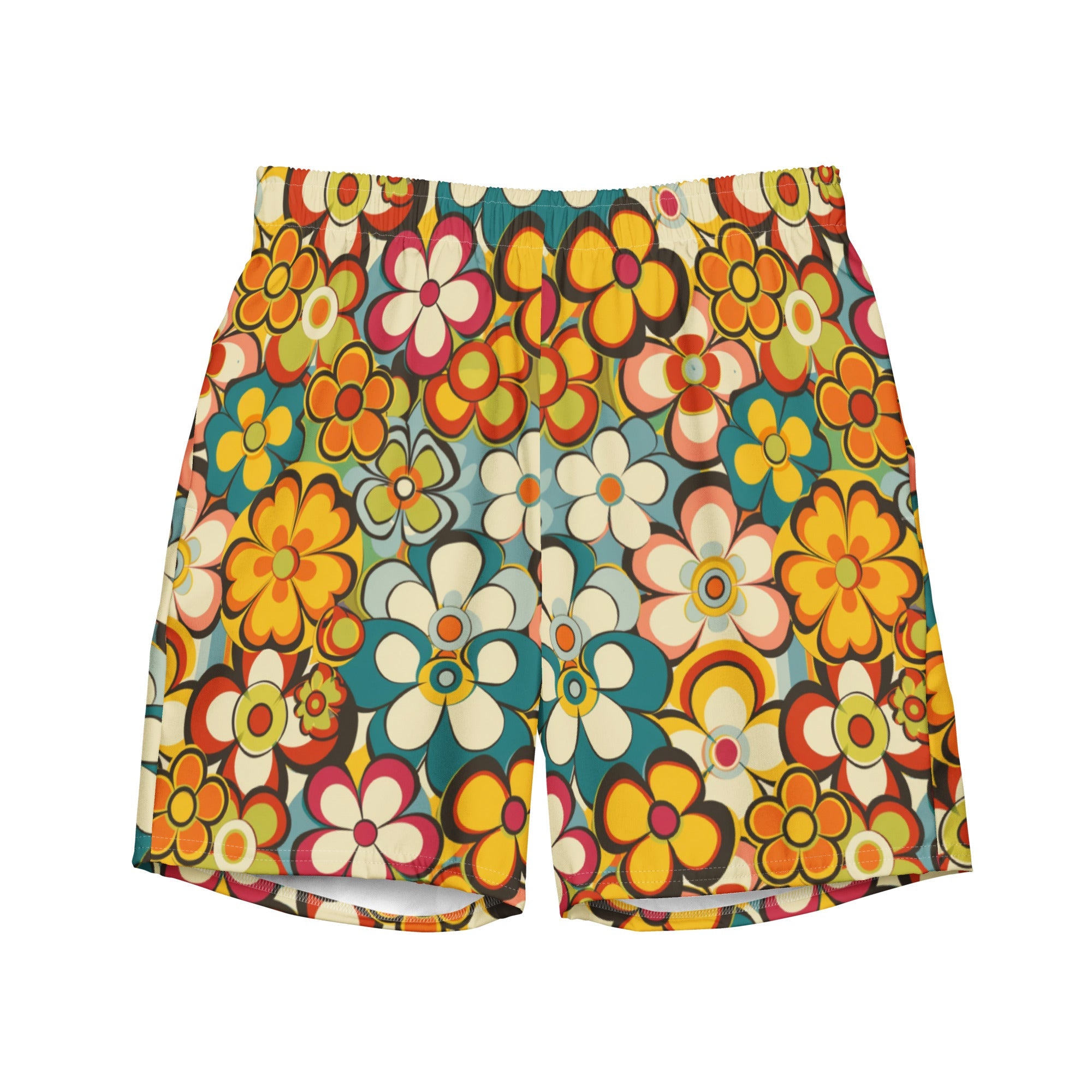 Baha Ranch Yeehaw Woodstock Retro Floral Men's Swim Trunks by Baha Ranch Western Wear