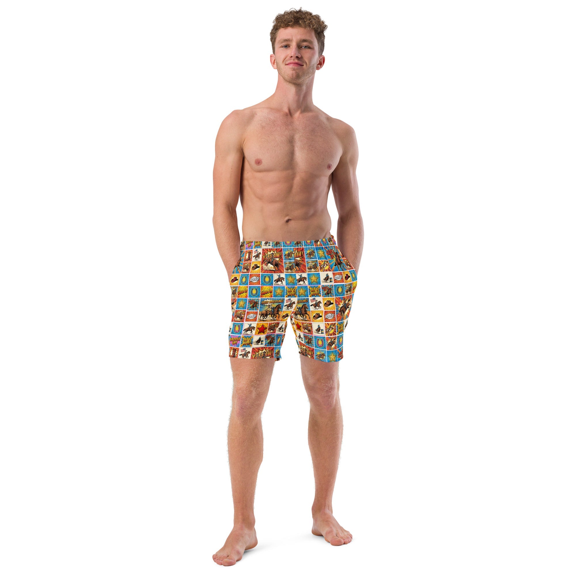 Baha Ranch Yeehaw Comic Corral Rodeo Swim Trunks by Baha Ranch Western Wear - product image 2