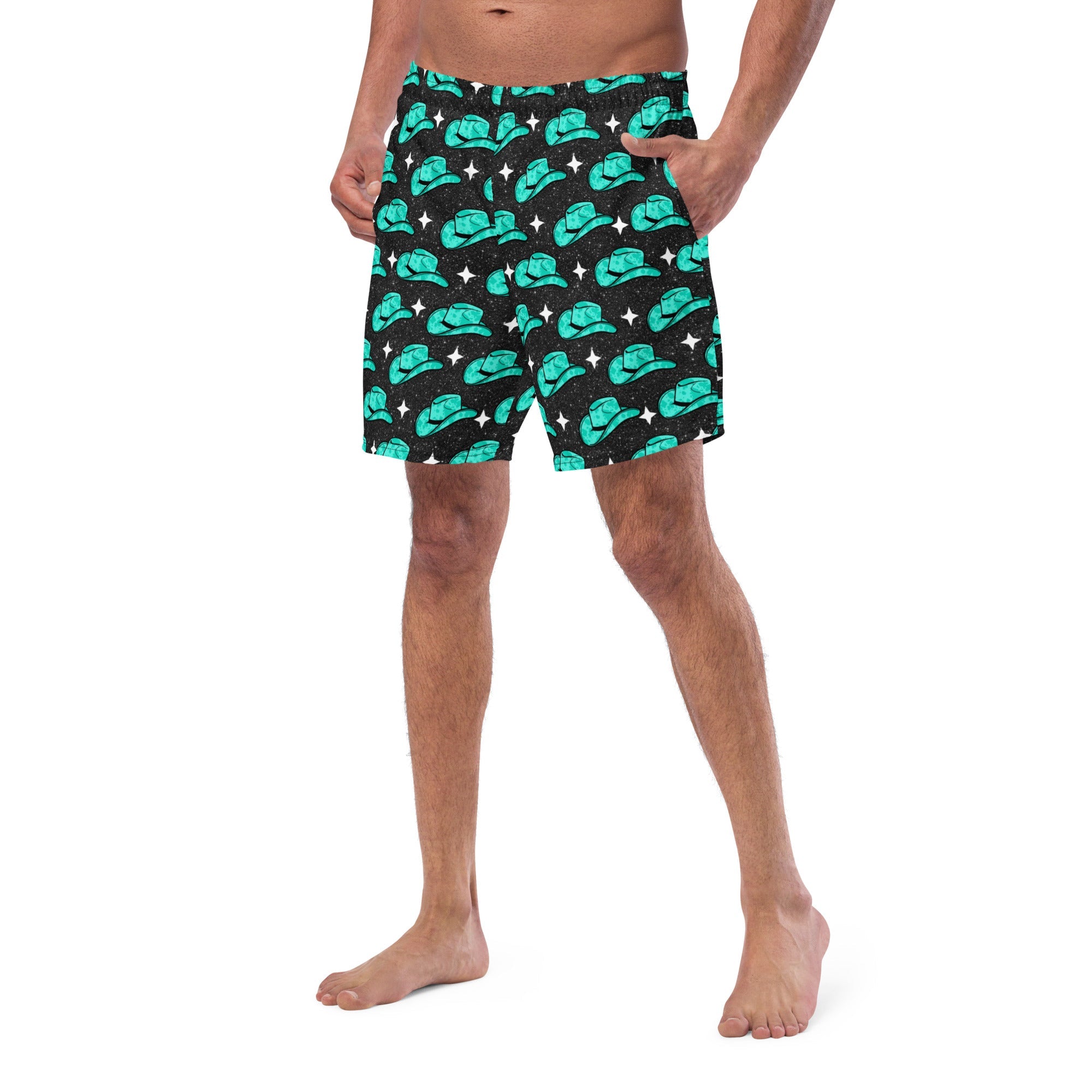 Baha Ranch Yeehaw Turquoise Hat Men's Swim Trunks by Baha Ranch Western Wear - product image 3