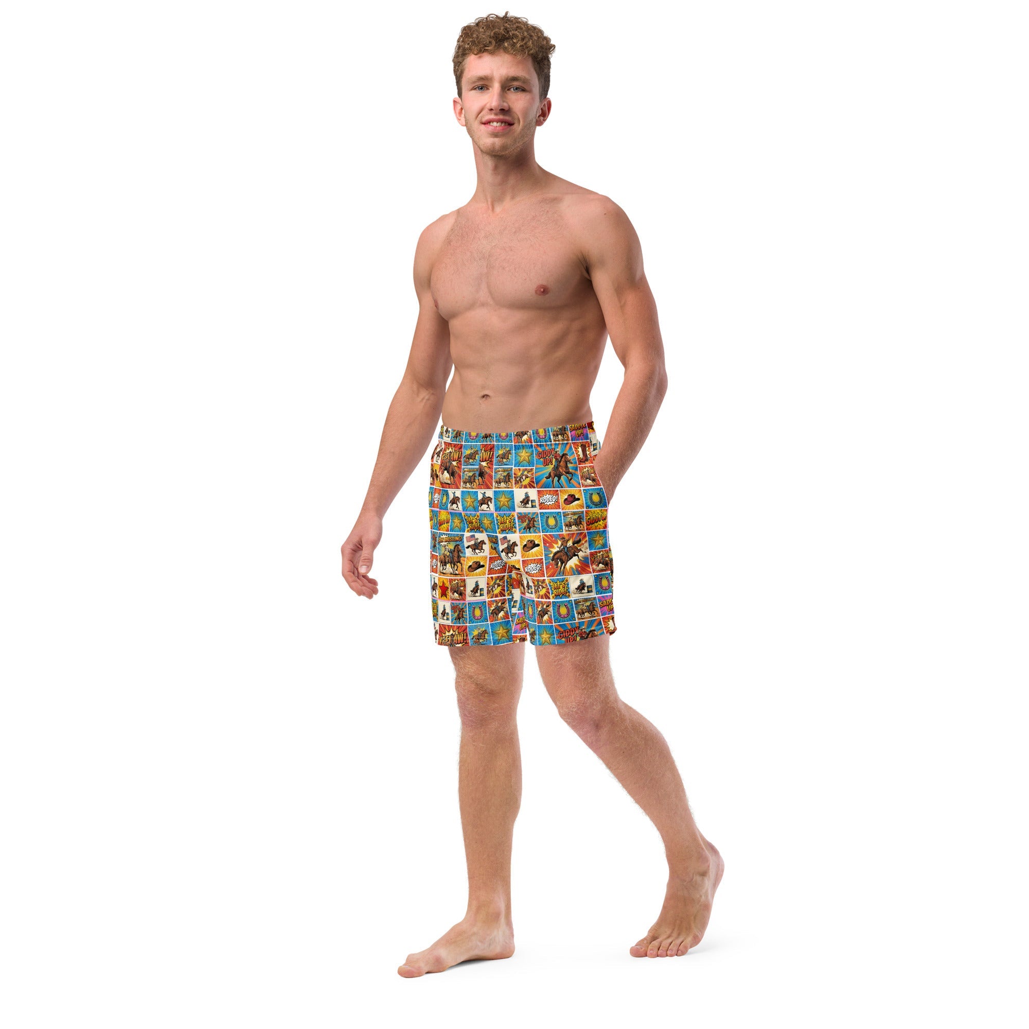 Baha Ranch Yeehaw Comic Corral Rodeo Swim Trunks by Baha Ranch Western Wear - product image 3