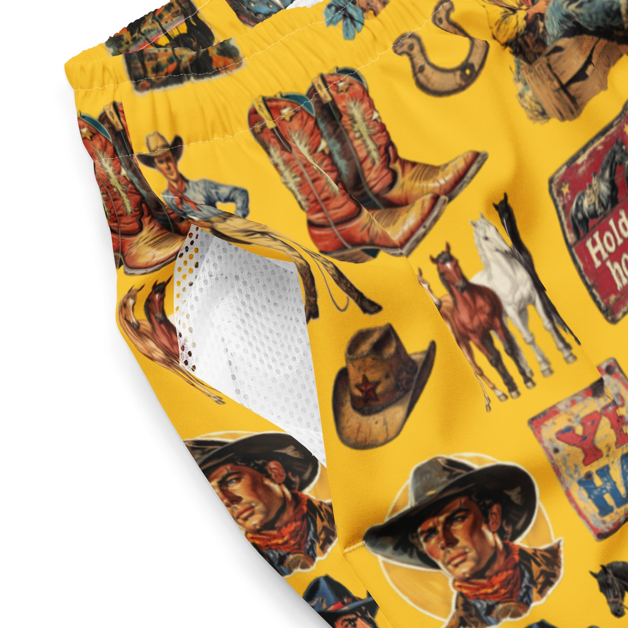Baha Ranch YEEHAW Vintage Cowboy Collage Western Swim Trunks Shorts by Baha Ranch Western Wear - product image 5