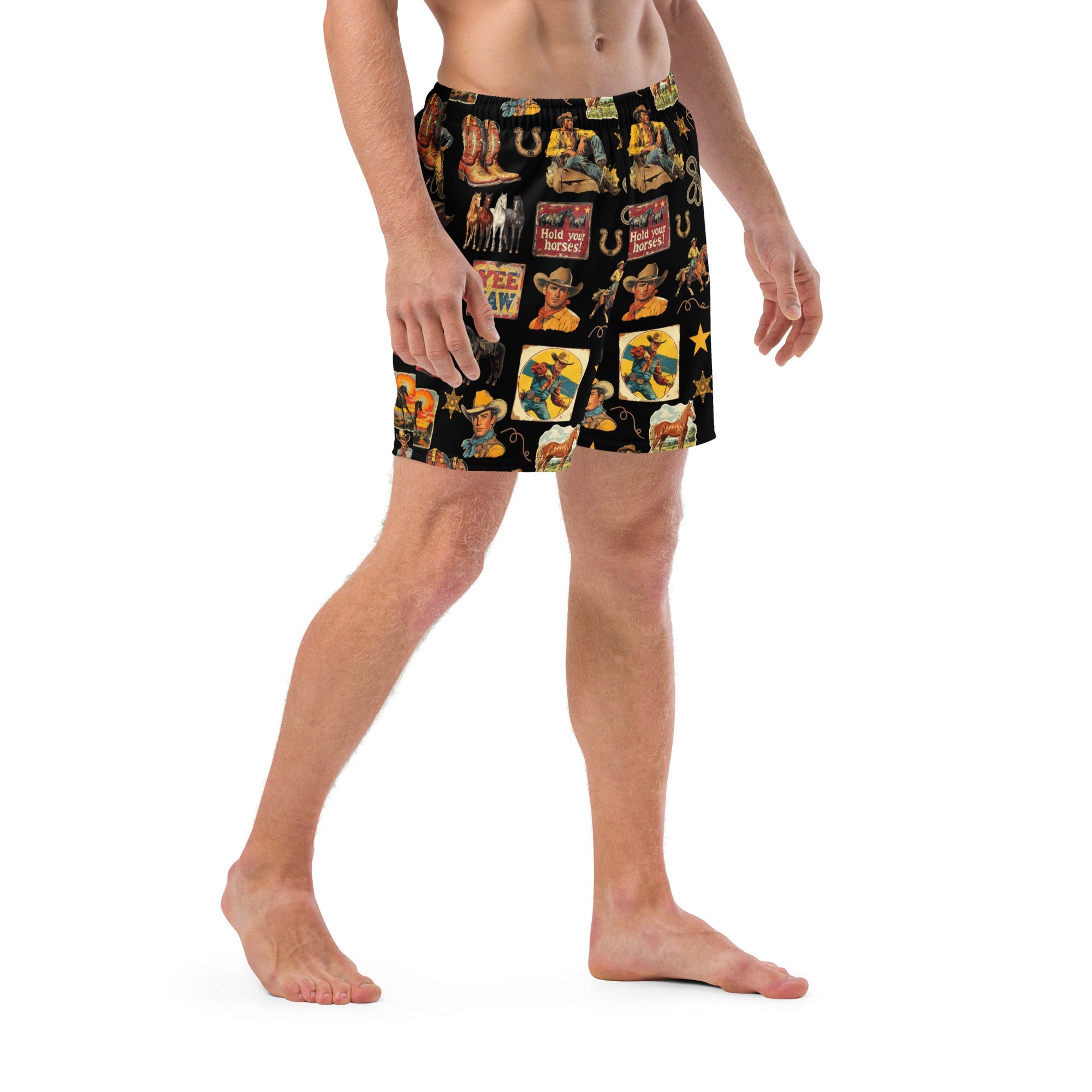 Baha Ranch Yeehaw Vintage Cowboy Collage Swim Trunks by Baha Ranch Western Wear - product image 4