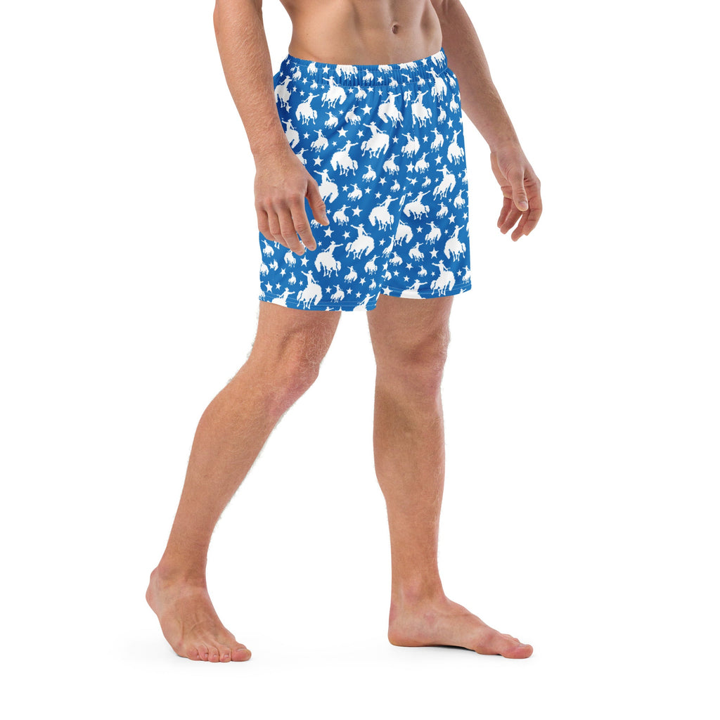 Baha Ranch Yeehaw Blue Rodeo Cowboy Men's Swim Trunks by Baha Ranch Western Wear - product image 4