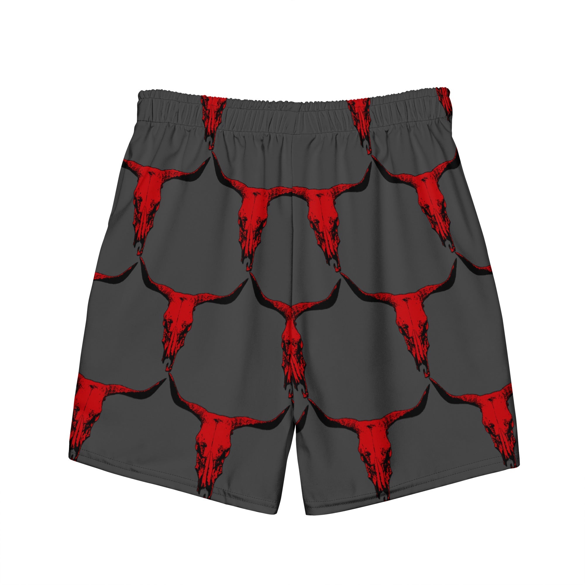 Baha Ranch Yeehaw Red Bull Skull Men's Swim Trunks by Baha Ranch Western Wear