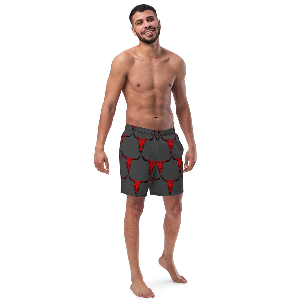 Baha Ranch Yeehaw Red Bull Skull Men's Swim Trunks by Baha Ranch Western Wear - product image 3