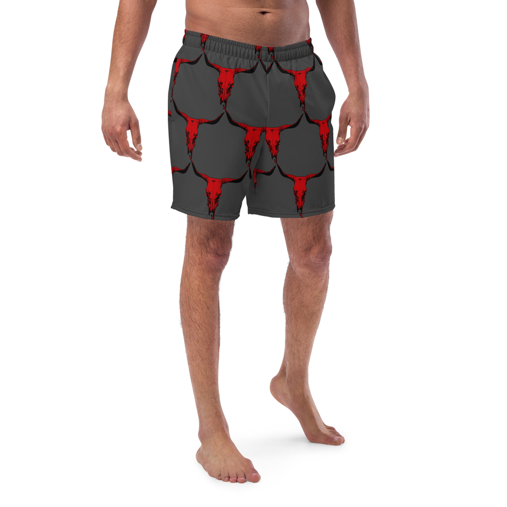 Baha Ranch Yeehaw Red Bull Skull Men's Swim Trunks by Baha Ranch Western Wear - product image 2