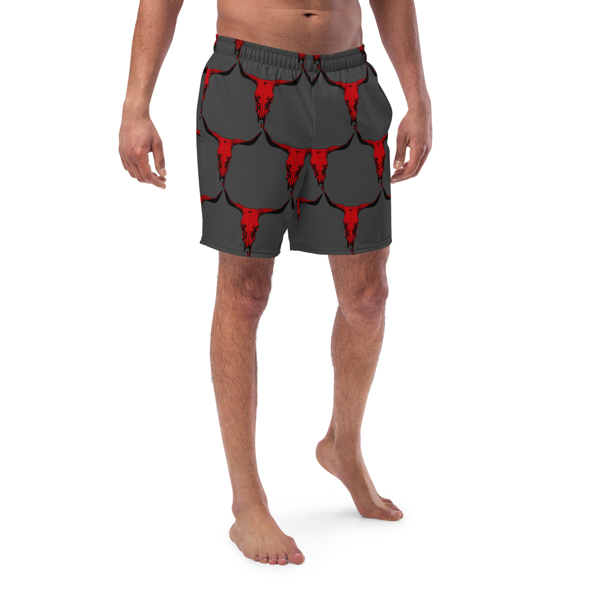 Baha Ranch Yeehaw Red Bull Skull Men's Swim Trunks by Baha Ranch Western Wear - product image 2