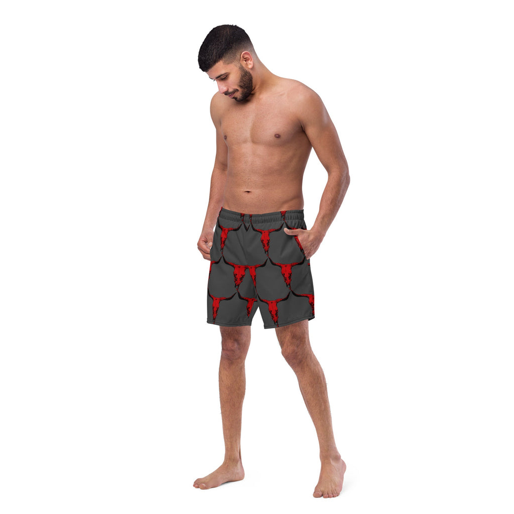 Baha Ranch Yeehaw Red Bull Skull Men's Swim Trunks by Baha Ranch Western Wear - product image 6