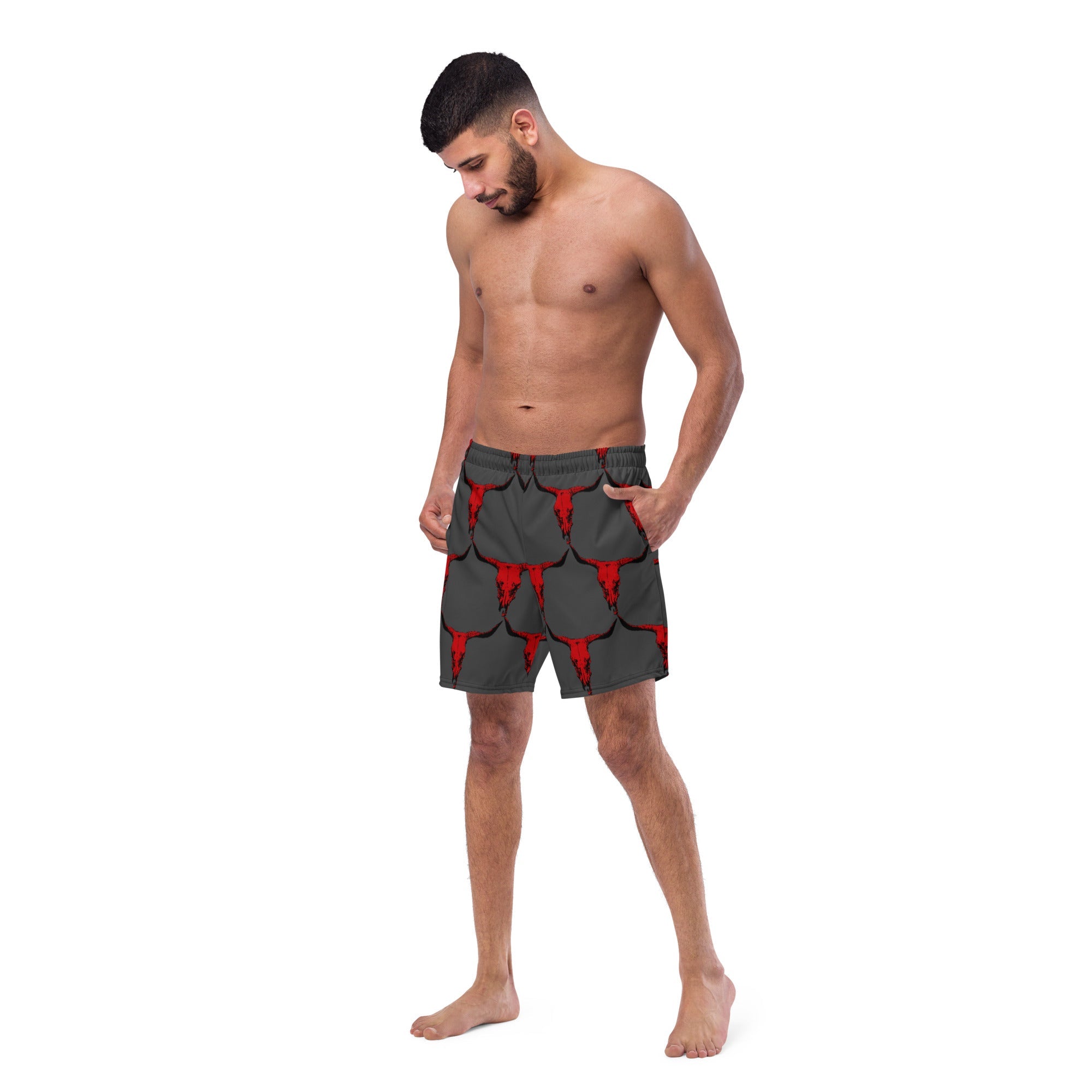 Baha Ranch Yeehaw Red Bull Skull Men's Swim Trunks by Baha Ranch Western Wear - product image 6
