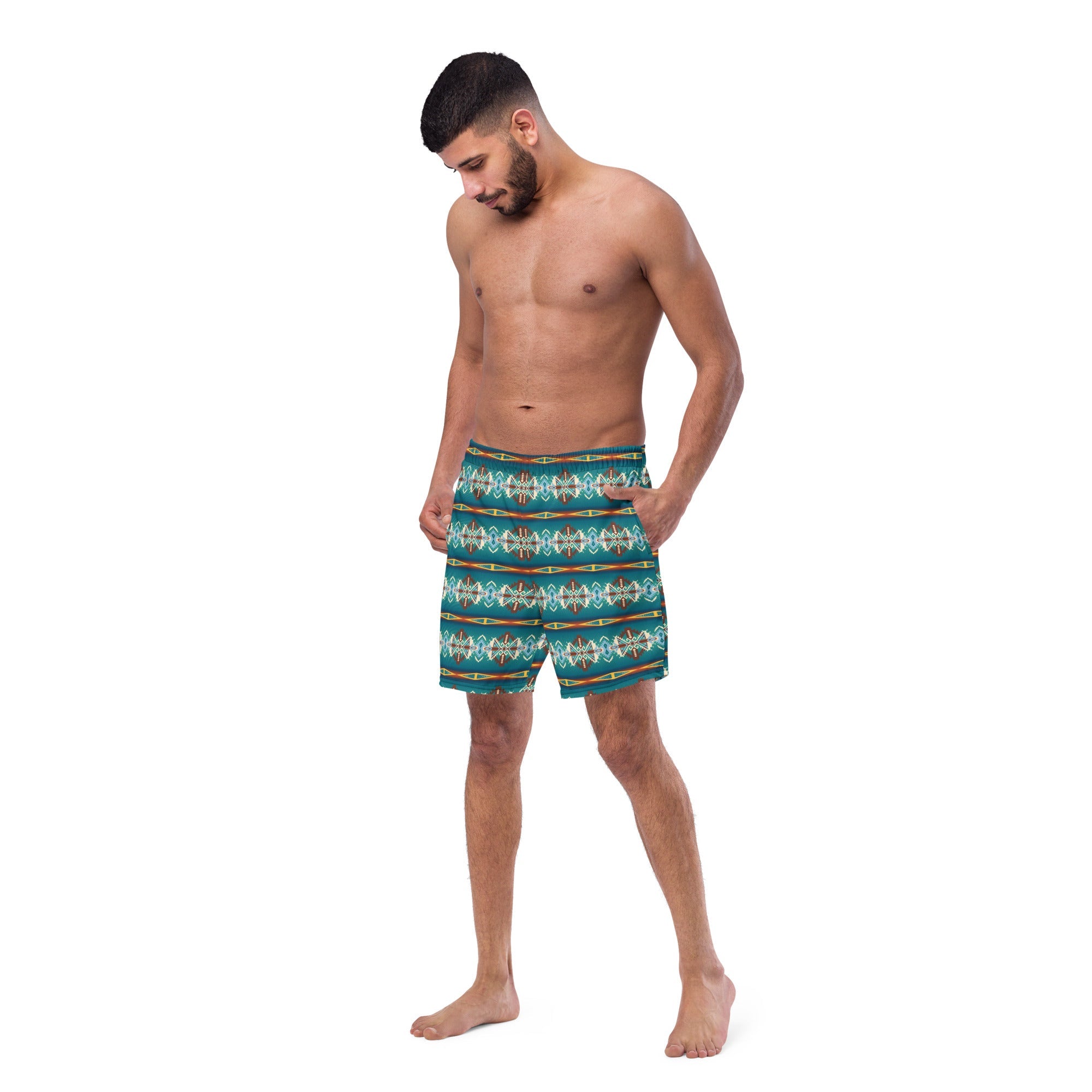 Baha Ranch Yeehaw Teal Aztec Blanket Print Mens Swim Shorts by Baha Ranch Western Wear - product image 5