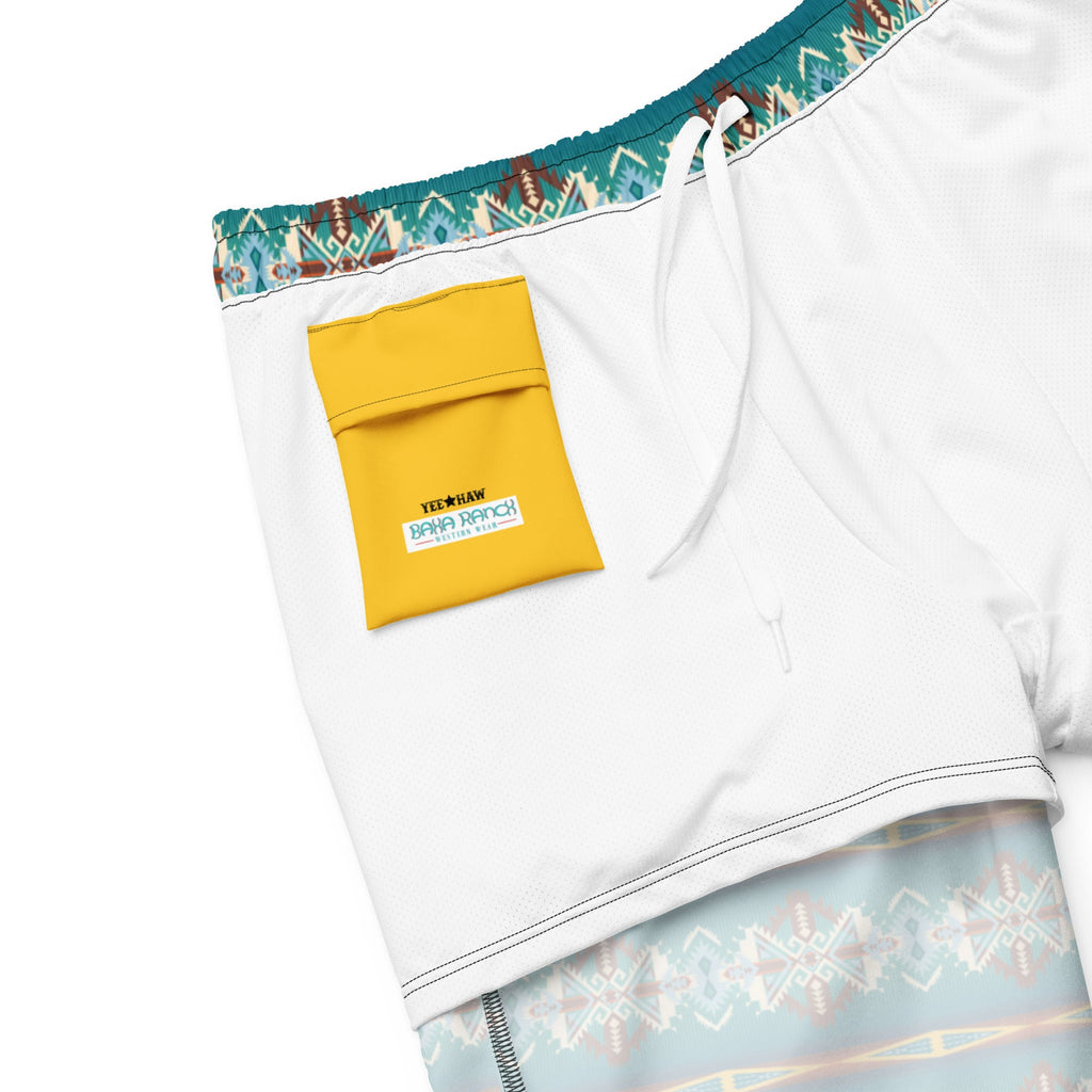 Baha Ranch Yeehaw Teal Aztec Blanket Print Mens Swim Shorts by Baha Ranch Western Wear - product image 9