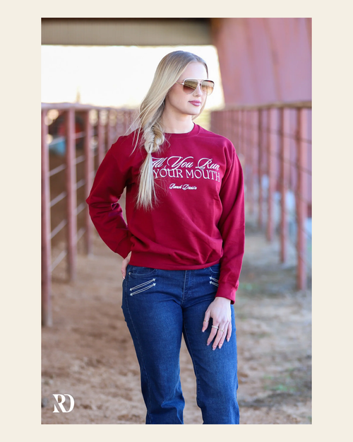 All You Run Is Your Mouth | Crewneck on a warm cream background