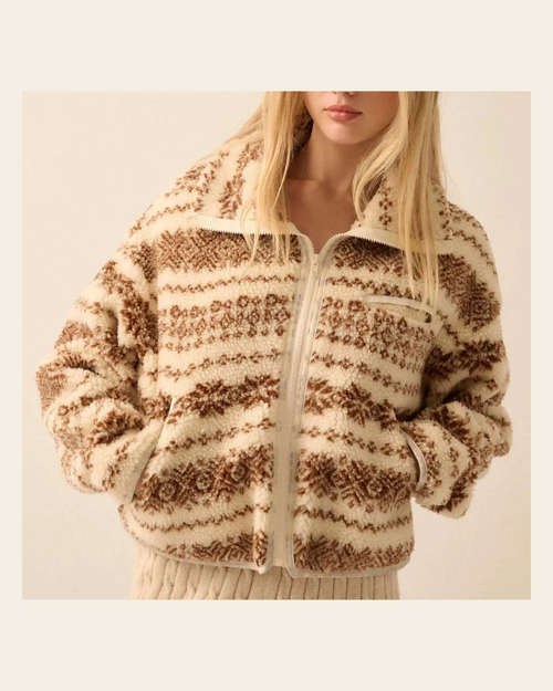 Alpine Sherpa Cropped | Jacket on a warm cream background