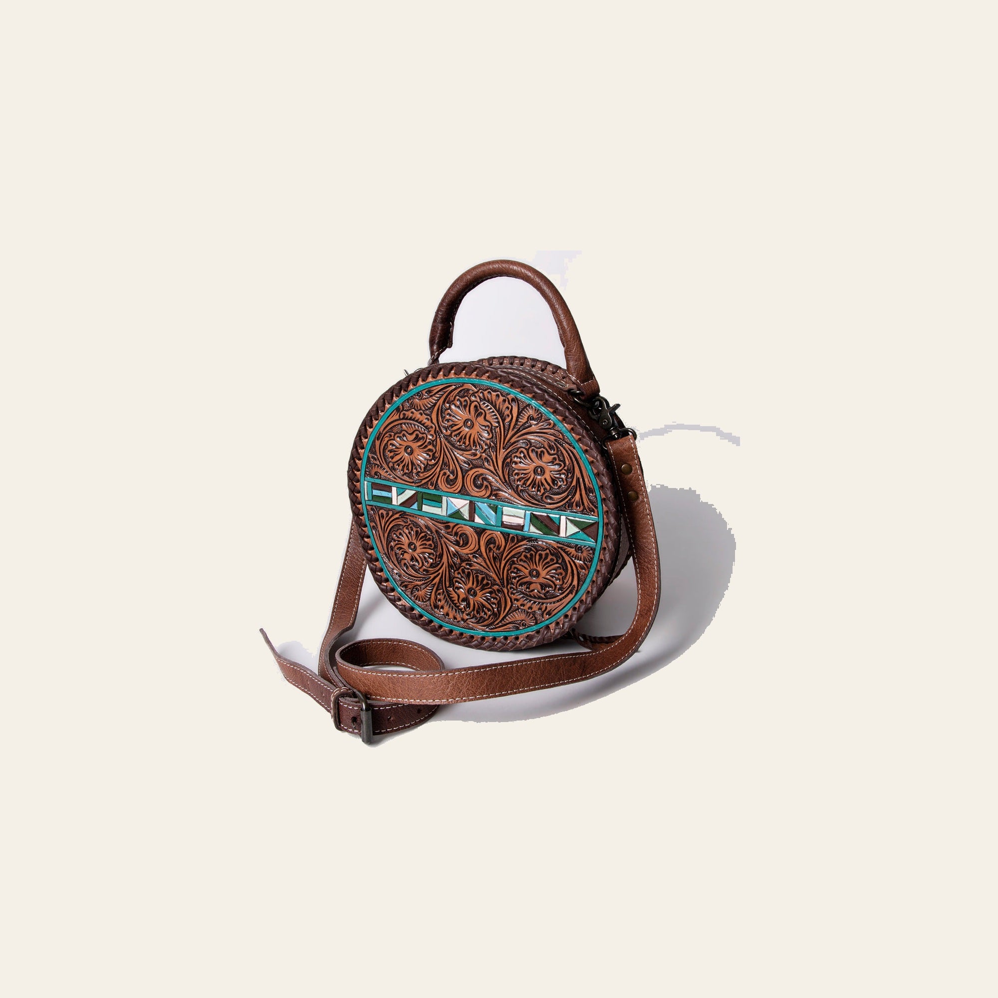 American Darling Women's Canteen Bag Western Hand Tooled Genuine Leather Handbag and Ladies Purse
