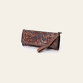 American Darling Hand-Tooled Leather Wallet Handbag – Genuine Leather, Floral Carved Design, Premium Western Women’s Clutch