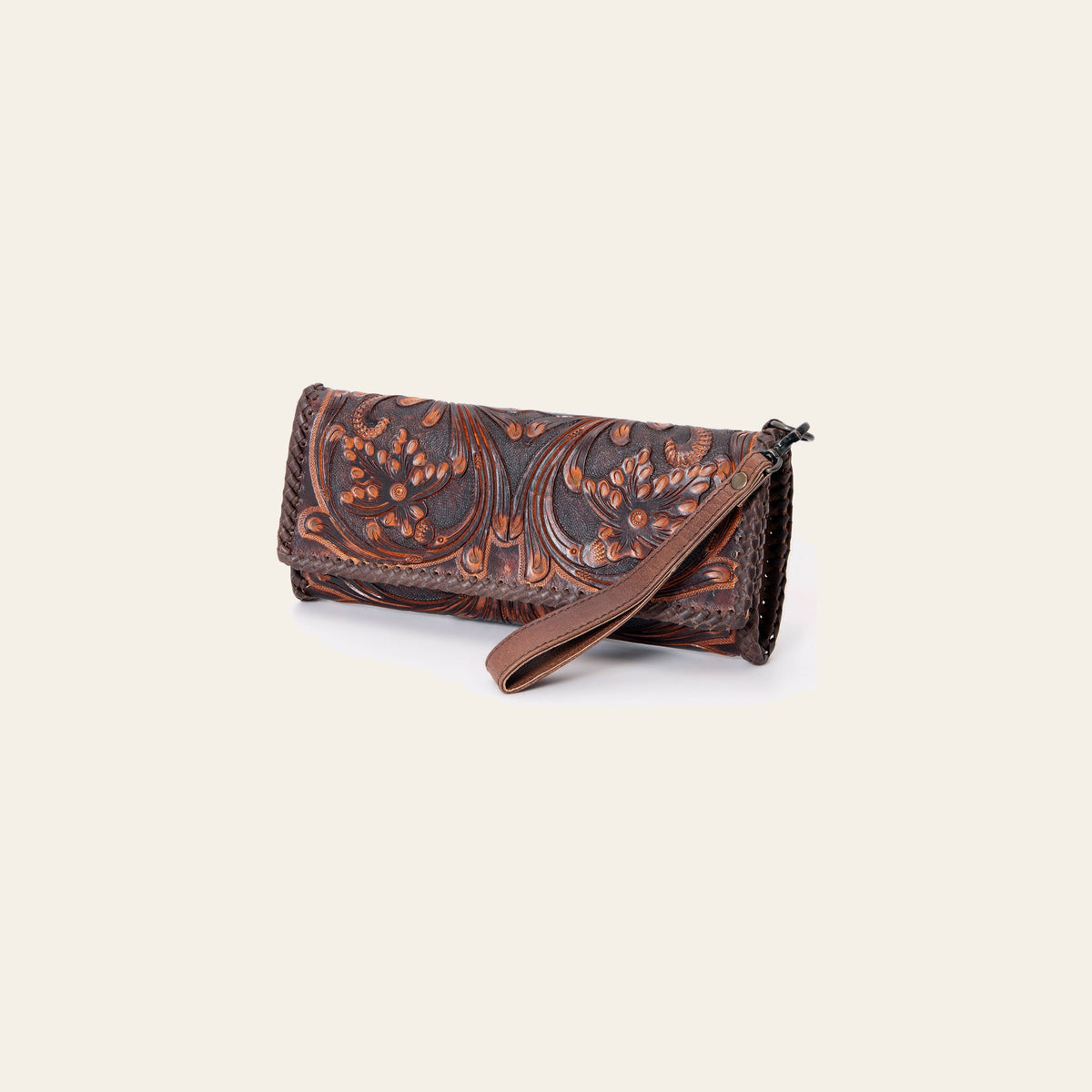 American Darling Hand-Tooled Leather Wallet Handbag – Genuine Leather, Floral Carved Design, Premium Western Women’s Clutch
