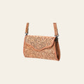 American Darling Western Leather Clutch Bag Hand Tooled Floral Carved Crossbody Purse with Whipstitch Detail