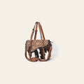 American Darling Hair-On Cowhide Western Tote Bag with Hand-Tooled Leather, Floral Carved Strap, Premium Genuine Leather
