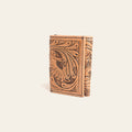 American Darling Hand-Tooled Genuine Leather Trifold Wallet – Floral Carved Western Wallet with Multiple Card Slots & Secure Storage