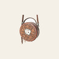 American Darling Western Round Canteen Bag Handcrafted from Tooled Genuine Leather | Playing Card Theme, Buckstitch & YKK Zipper