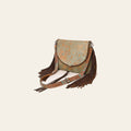 American Darling Large Western Saddlebag Handcrafted from Cowhide | Fringe Detail & Tooled Strap Crossbody Purse
