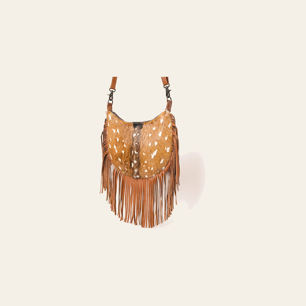 American Darling Western Crossbody Organizer Handcrafted from Hair-On Cowhide | Detachable Hand-Tooled Wallet & Multi-Slot Interior