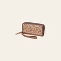 American Darling Hand-Tooled Leather Wristlet Bag – Genuine Floral Carved Wallet with Premium Buckstitch Detailing