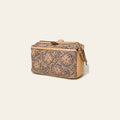 American Darling Western Hand-Tooled Leather Vanity Case Organizer | Handcrafted Travel Makeup Bag with Handle and Secure Zip Closure