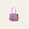 American Darling Western Tote Bag Handcrafted from Pink Hand-Tooled Genuine Leather | Floral Carved Purse with Dual Front Zip Pockets