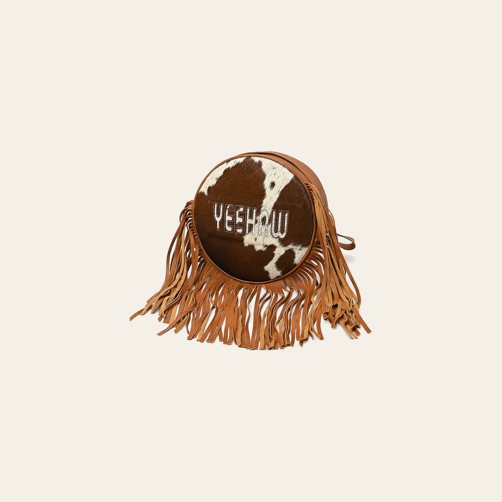 American Darling Western Hair-On Cowhide Fringe Backpack Bag Genuine Leather Handmade Travel Festival Everyday Western Style Bag