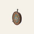 American Darling Western Wristlet Bag – Genuine Leather Hand-Tooled Design with Buckstitch & Secure Zip Closure