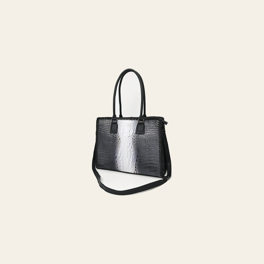 American Darling Western Tote Bag – Genuine Leather Crocodile Embossed Handcrafted Carryall with Dual Handles & Shoulder Strap