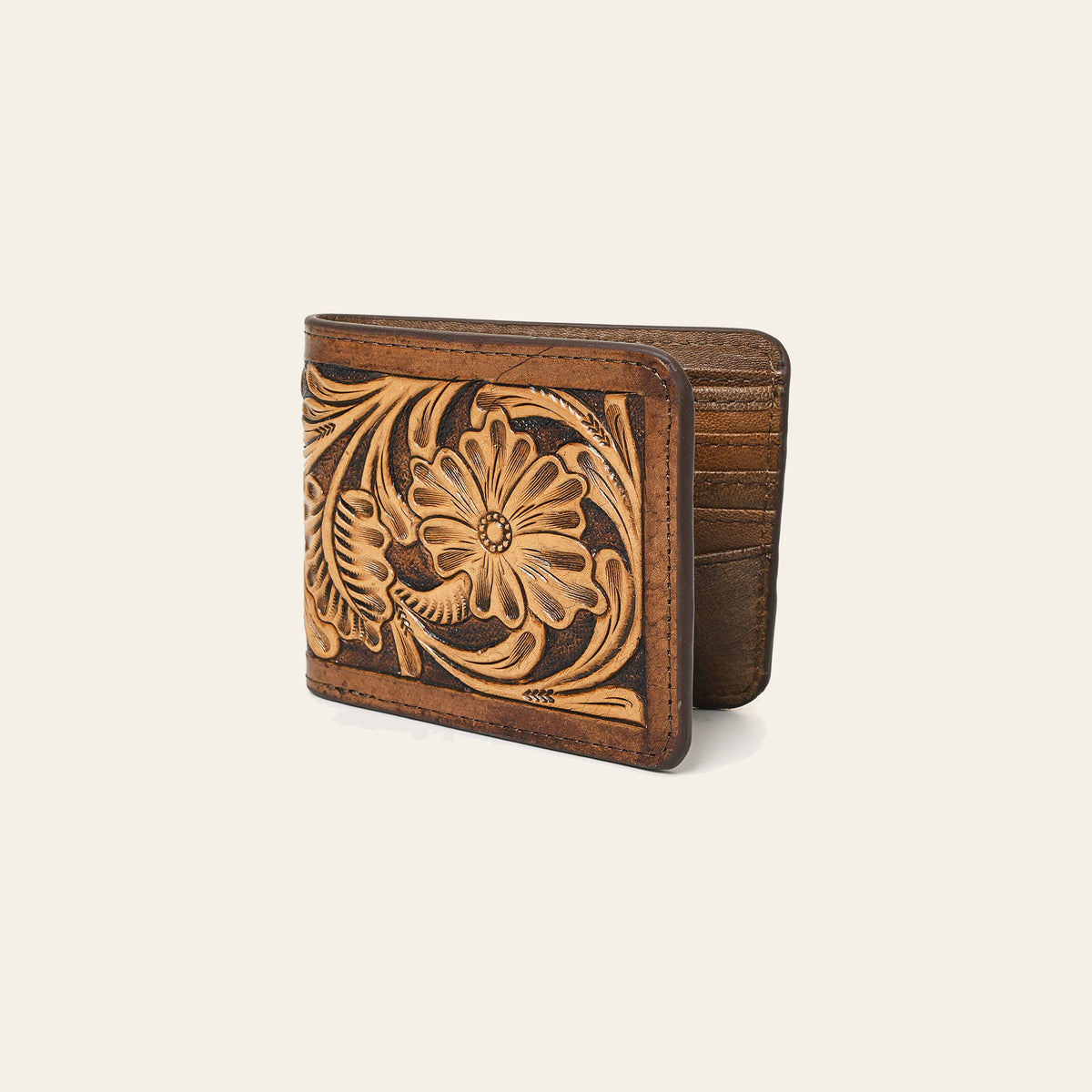 American Darling Hand-Tooled Genuine Leather Western Wallet Bag with Floral Carving, Card Slots & Secure Storage – Premium Craftsmanship