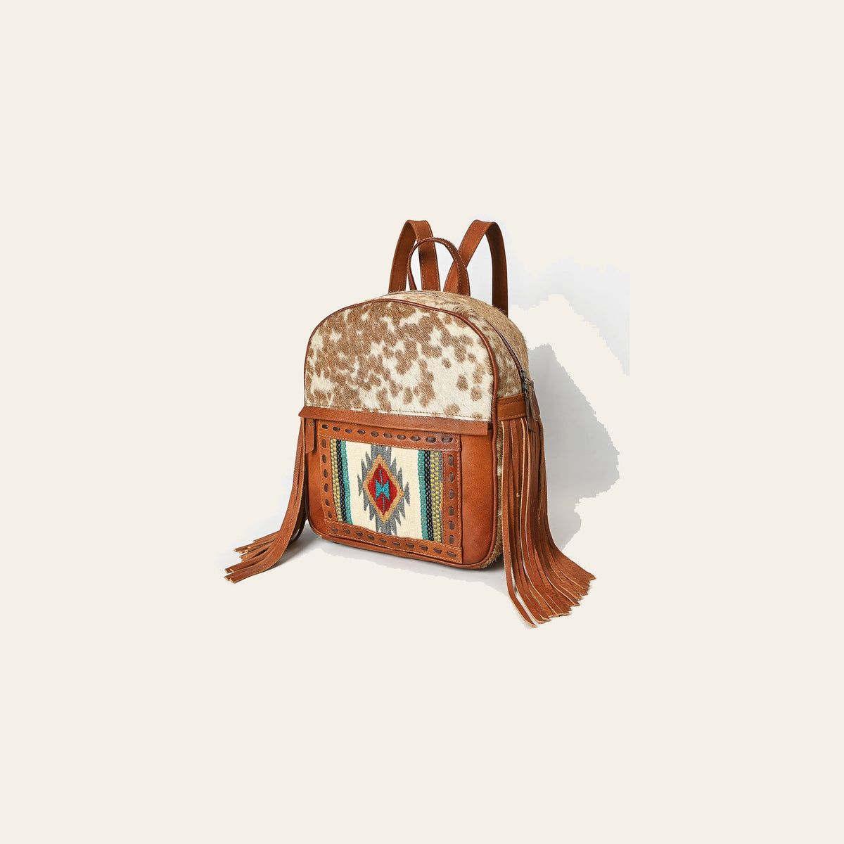 American Darling Hair-On Cowhide Leather Backpack Bag | Hand Woven Saddle Blanket Western Backpack | Full-Grain Genuine Leather Daypack
