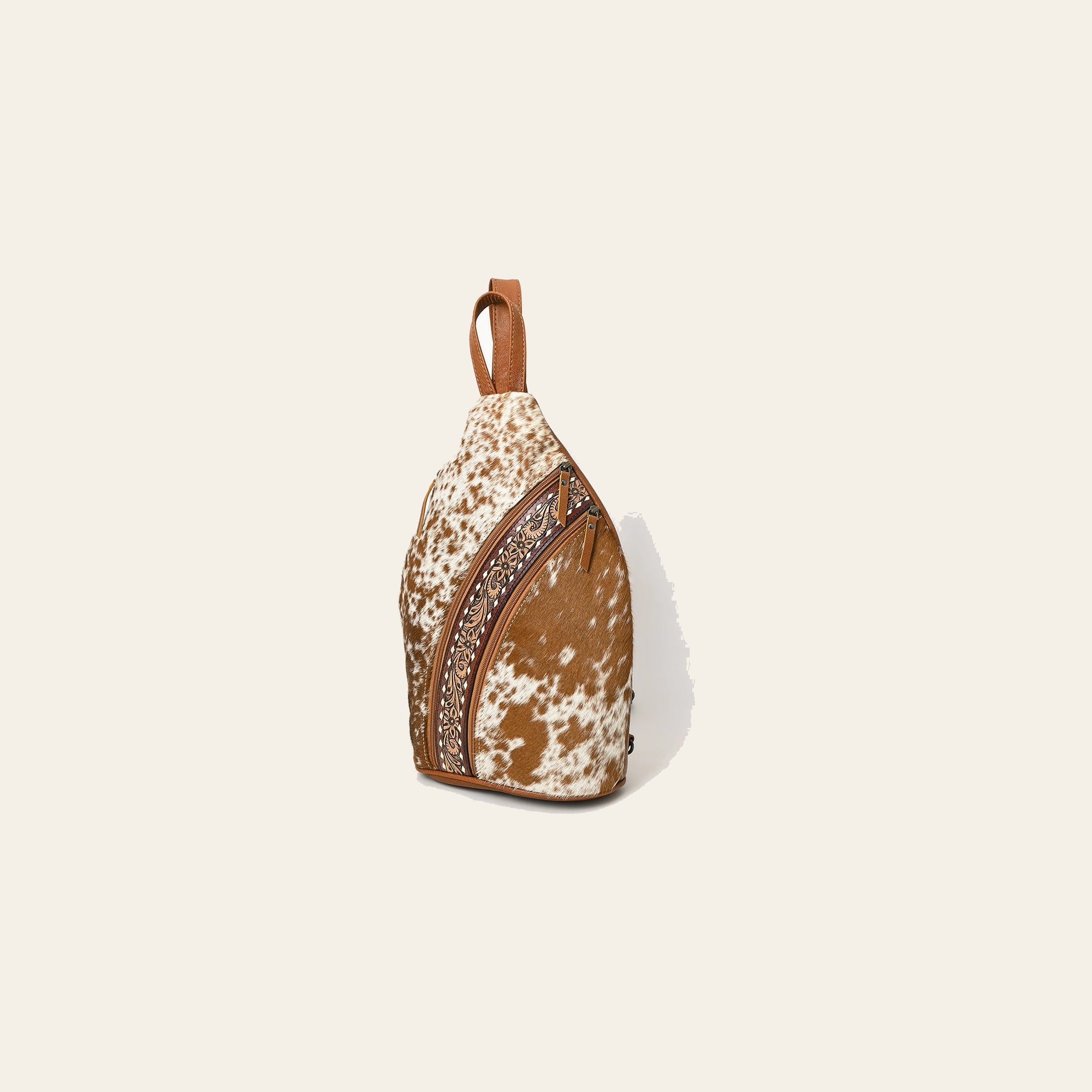 American Darling Western Leather Sling Bag with Hair-On Cowhide, Hand-Tooled Accents, Adjustable Strap, Spacious Interior & Premium Craftsmanship
