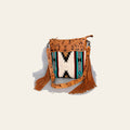 American Darling Large Cross body Bag - Western Genuine Leather Hand Tooled Floral Purse with Woven Saddle Blanket & Fringe