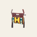 American Darling Signature Cross body Bag Handcrafted from Hand Tooled Leather and Woven Saddle Blanket with Side Fringes