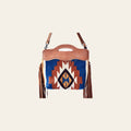 American Darling Cross body Bag, Basket Weave Hand-Tooled Leather, Hand Woven Saddle Blanket with Fringes, Western Shoulder Purse