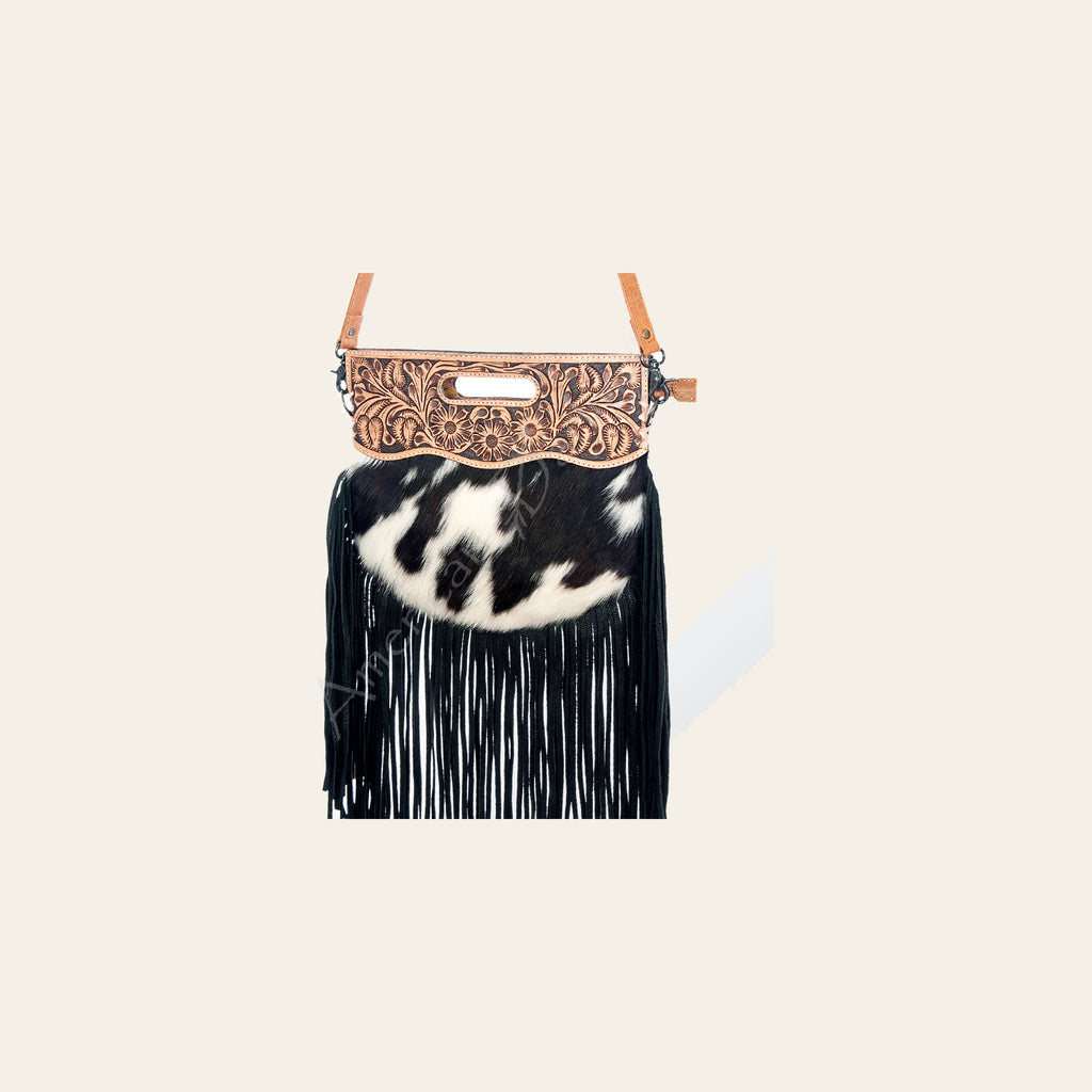 American Darling Western Leather Clutch Bag Hand Tooled Floral Carved Cowhide Purse with YKK Zipper & Full Grain Leather