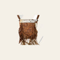 American Darling Messenger Bag Hand Tooled Floral Carved Leather Hair-On Cowhide with Fringes Western Purse