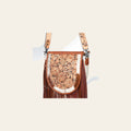 American Darling Messenger Bag Handcrafted from Hair-On Cowhide & Hand Tooled Leather with Fringes and YKK Zipper