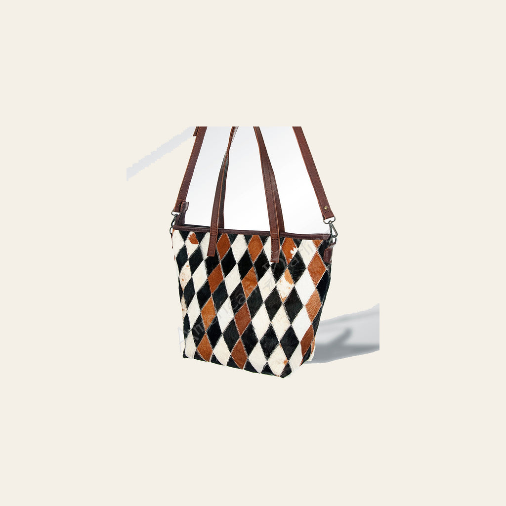 American Darling Tote Bag Hair-On Cowhide Genuine Vegetable Tanned Leather Handbag Spacious Travel Tote with YKK Zipper