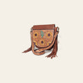 American Darling Messenger Hand Tooled Floral Carved Genuine Leather with Fringes Buck Stitched Western Accessories