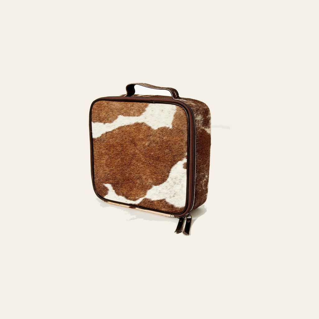American Darling Genuine Leather Jewelry Case for Women Hair-On Cowhide Travel Organizer Box with YKK Zipper